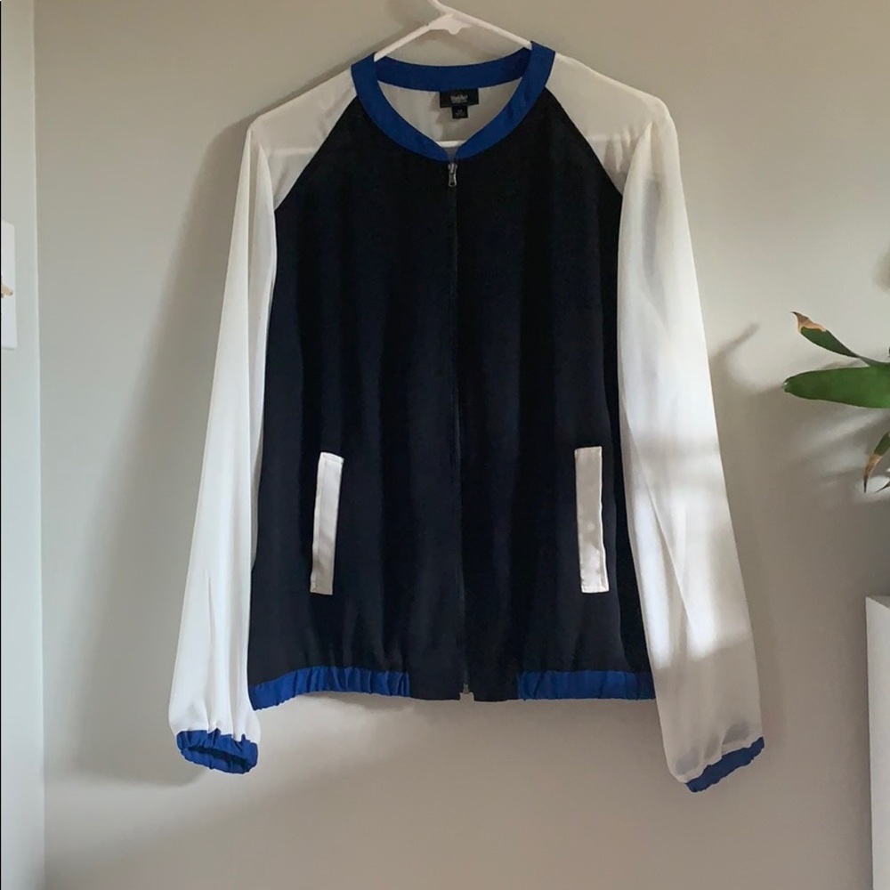 Sheer Colorblock Bomber Jacket